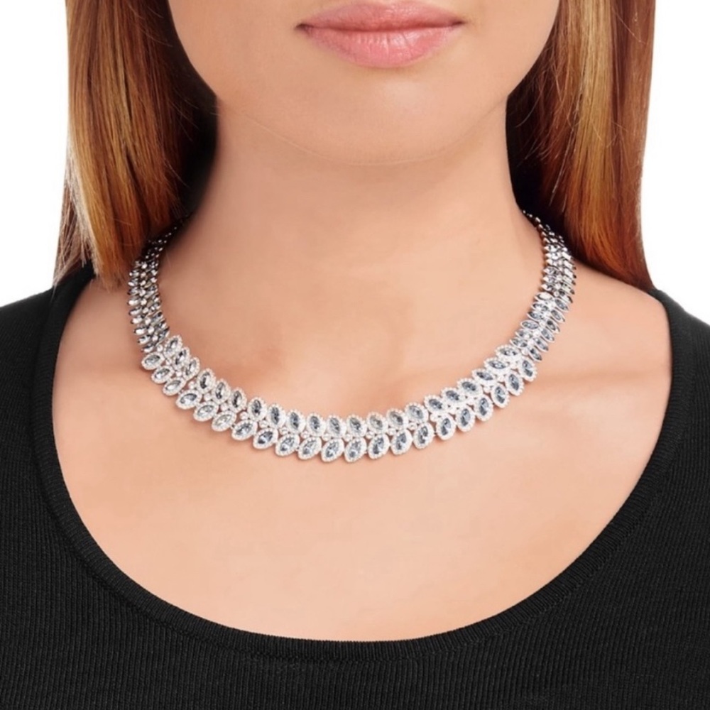 Swarovski Baron Necklace, Blue, Rhodium plated